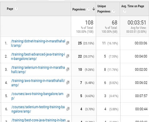 Google Analytics - Pageview Information